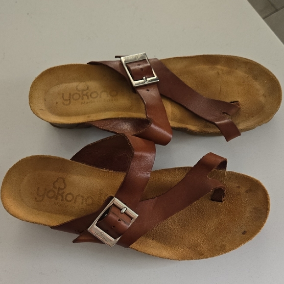 Yokono Brown Leather Sandals Size 8 - Picture 1 of 6